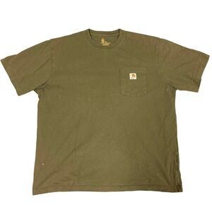 Carhartt K87 Mens XL Army Green Short Sleeve Pocket T-Shirt Original Fit Cotton